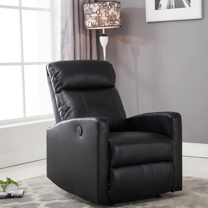 AC Pacific Modern Faux Leather Small Powered Reading Recliner