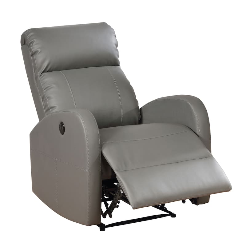 AC Pacific Modern Faux Leather Small Powered Reading Recliner - Grey