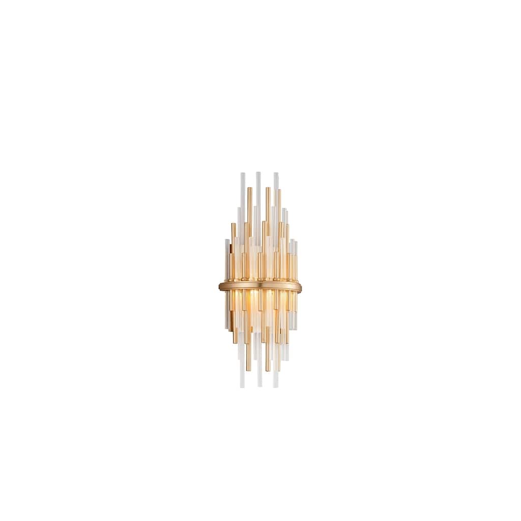 Theory LED Gold Leaf Short Wall Sconce with Polished Stainless Accents