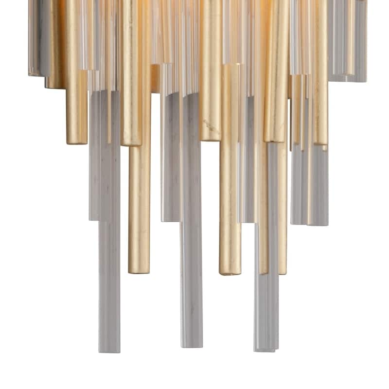 Theory LED Gold Leaf Short Wall Sconce with Polished Stainless Accents