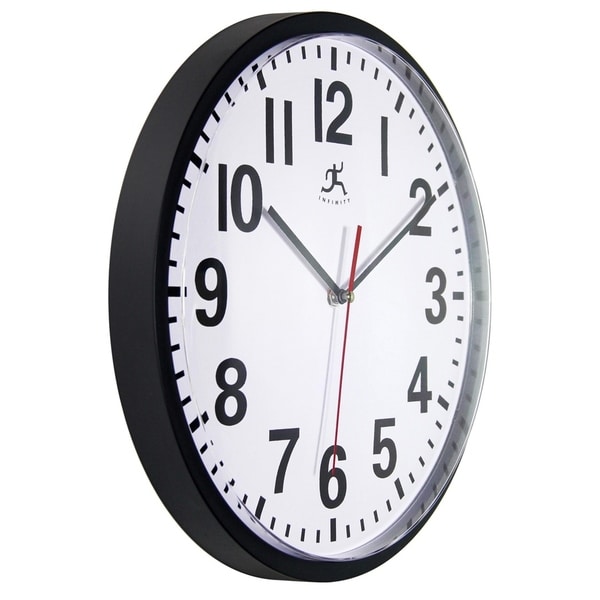 Silent Quartz New 16 Large Number Wall Clock Classic Design Black Red Home Decor Wall Clocks