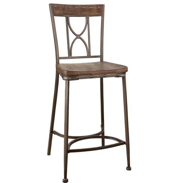 Hillsdale Furniture Paddock Brushed Steel Distressed Non-Swivel Counter Height Stools (Set of 2