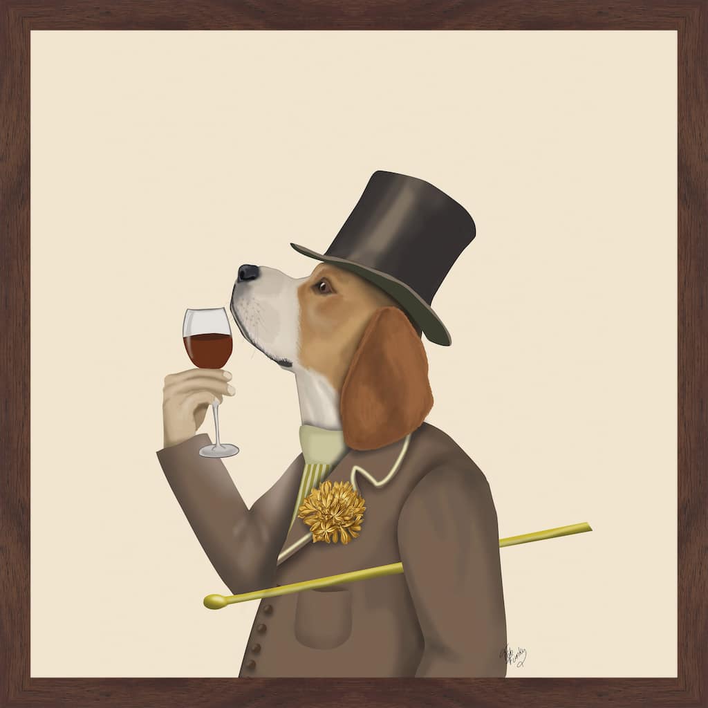 Beagle Wine Snob' Framed Painting Print