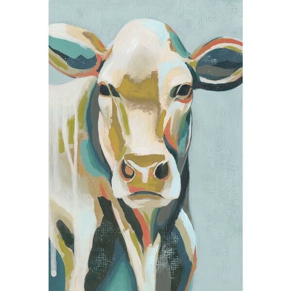 Shop Marmont Hill Handmade Colorful Cows Iii Print On Wrapped
