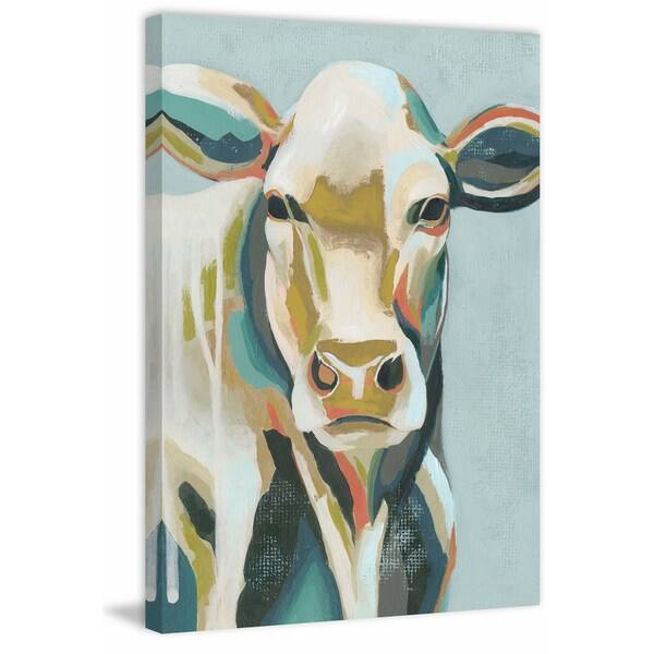 Shop Marmont Hill Handmade Colorful Cows Iii Print On Wrapped