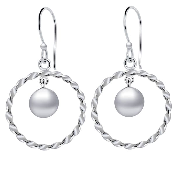 Essence Jewelry Sterling Silver Ball In Circle Dangle Essence Jewelry Sterling Silver X27 Ball In Circle Dangle Earrings