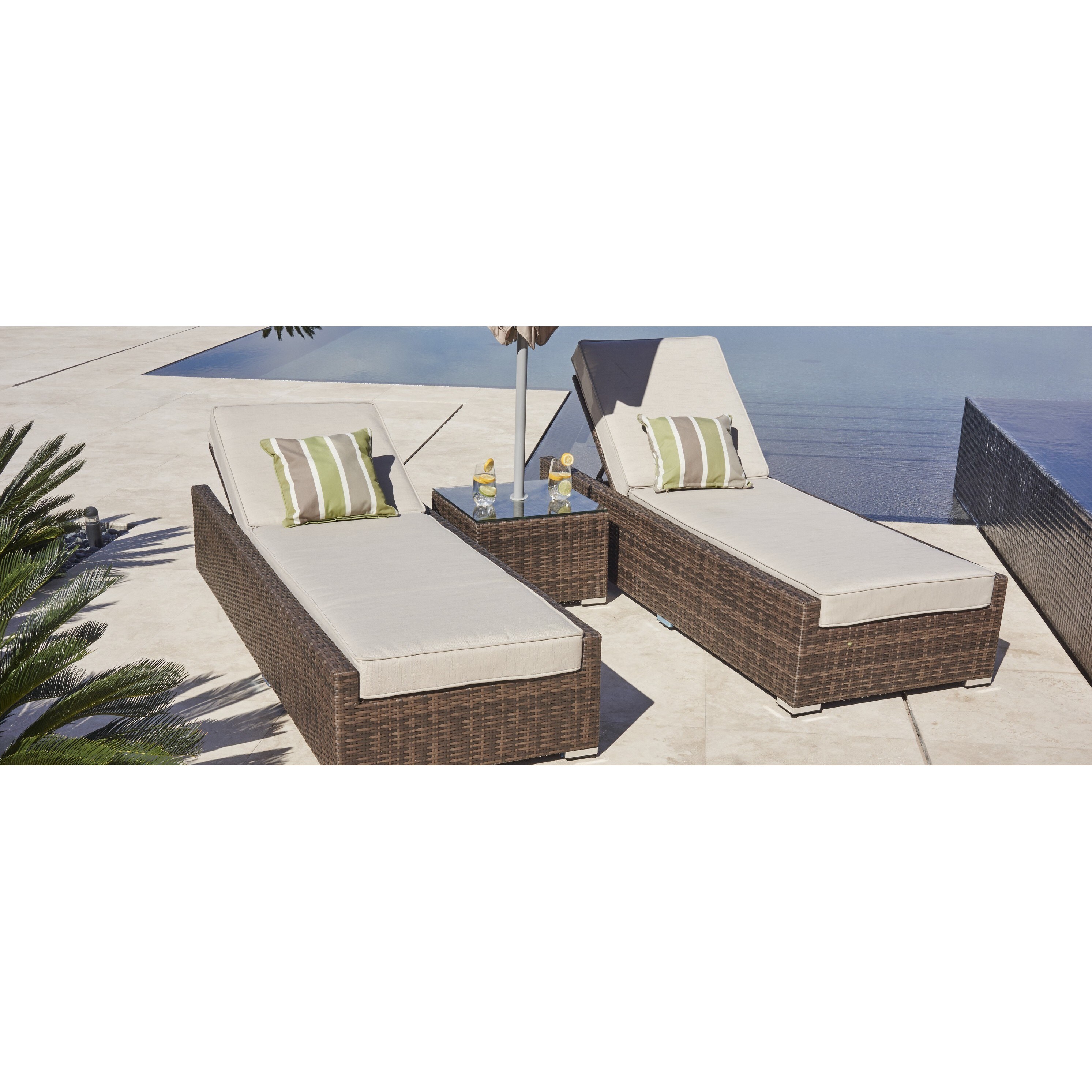 Vida Brown Wicker Outdoor Patio Chaise Lounger Chairs And Vida Brown Wicker Outdoor Patio