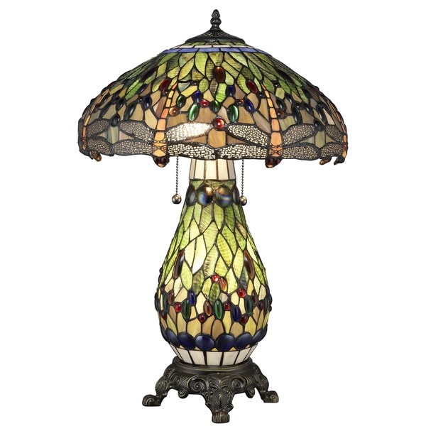 Shop Tiffany-style Yellow Dragonfly Lighted-base Table Lamp - Free