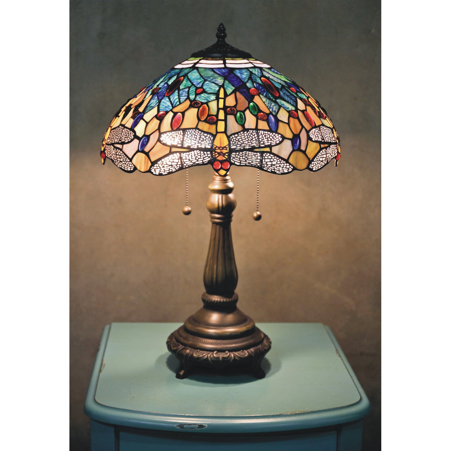 Tiffany style Yellow Dragonfly Table Lamp