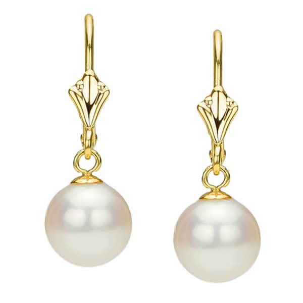 Shop DaVonna 14k Yellow Gold White Freshwater Pearl Luster Fleur de ...