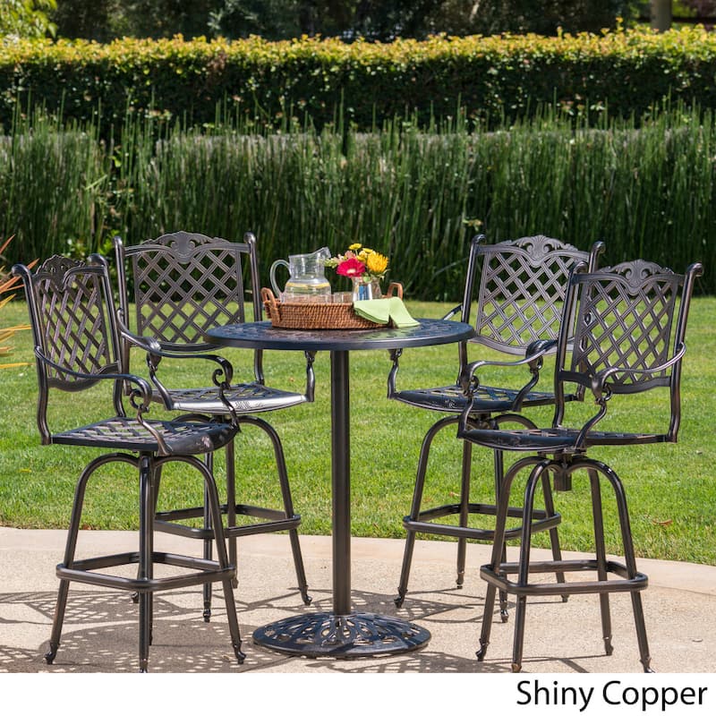 Arlana Outdoor 5-piece Aluminum Bar Set with Umbrella Hole by Christopher Knight Home