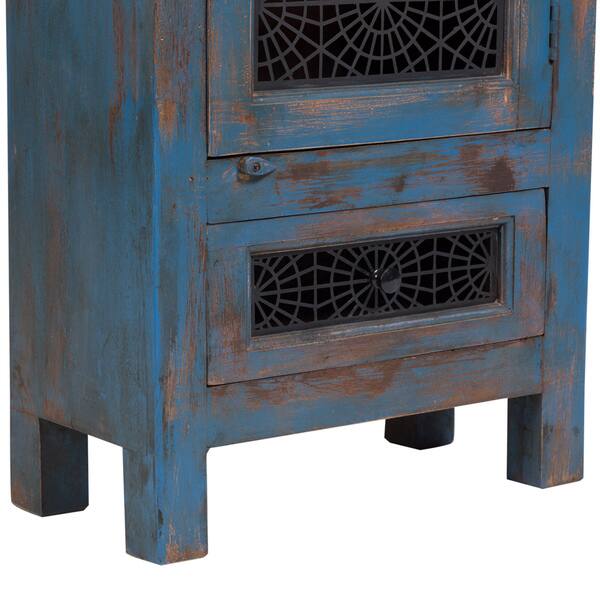 Shop Handmade Wanderloot Tangier Tall Linen Cabinet India Blue