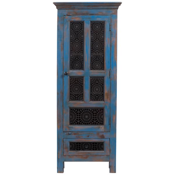 Shop Handmade Wanderloot Tangier Tall Linen Cabinet India Blue