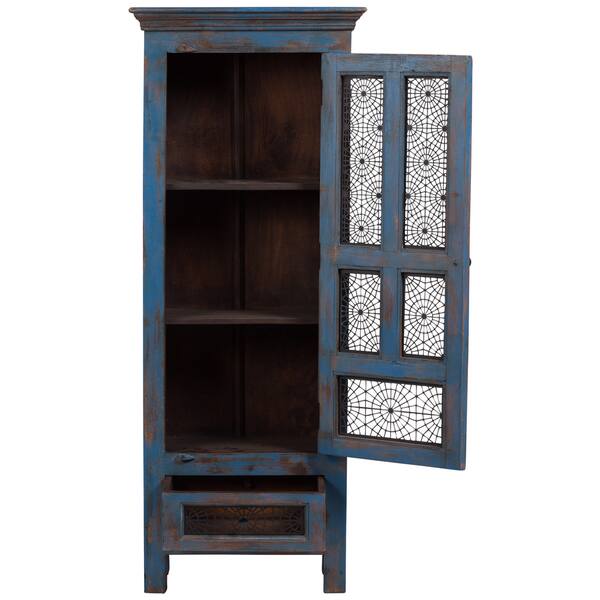 Shop Handmade Wanderloot Tangier Tall Linen Cabinet India Blue