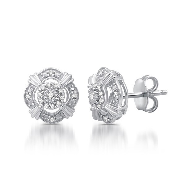 1 6 Cttw Diamond Vintage Style Stud Earrings In Sterling Silver 1 6 Cttw Diamond Vintage Style Stud Earrings In Sterling Silver I J I2