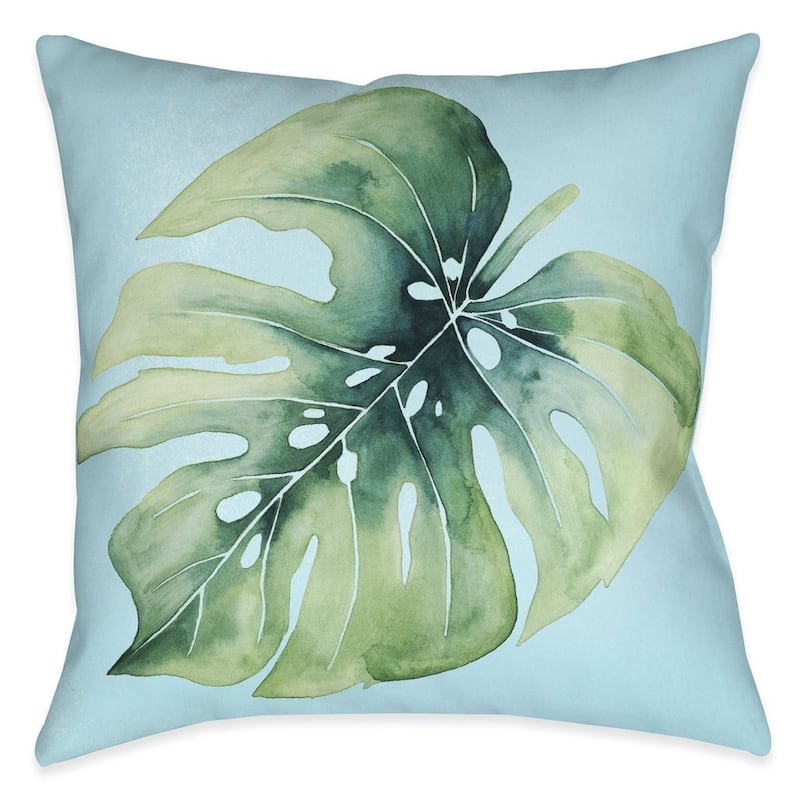 Laural Home Green Palm Leaves I Indoor- Outdoor Decorative Pillow