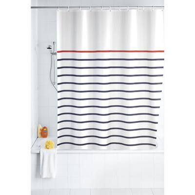 Wenko Marine White 71"x79" Polyester Shower Curtain - 71"w x 79"l