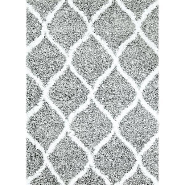 Manhattan Collection Persian Grey And White Shag Area Rug - 6'3