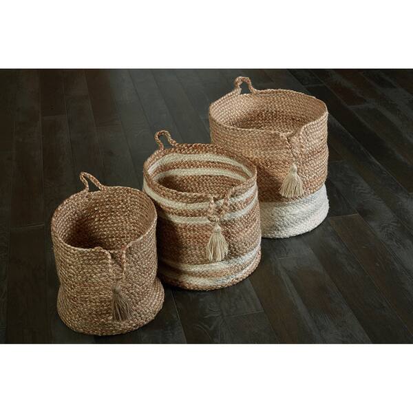 Shop Lr Home Montego Stripe Natural Jute Decorative Storage Basket
