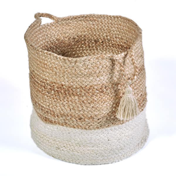 slide 2 of 9, LR Home Montego Two-Toned Jute Decorative Storage Basket (15 in.) - 15" x 15" x 15"