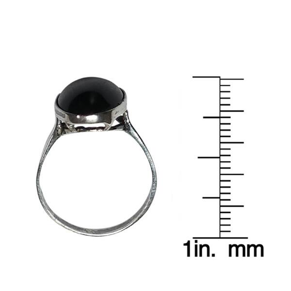 Oval Black Onyx Ring On Silver Band Size 6 5 Overstock