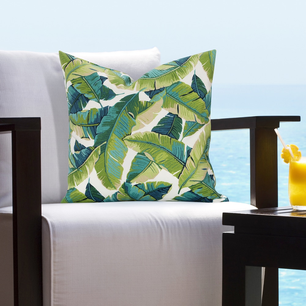 Coastal Blue Coral Grid Outdoor Pillow - 26x26