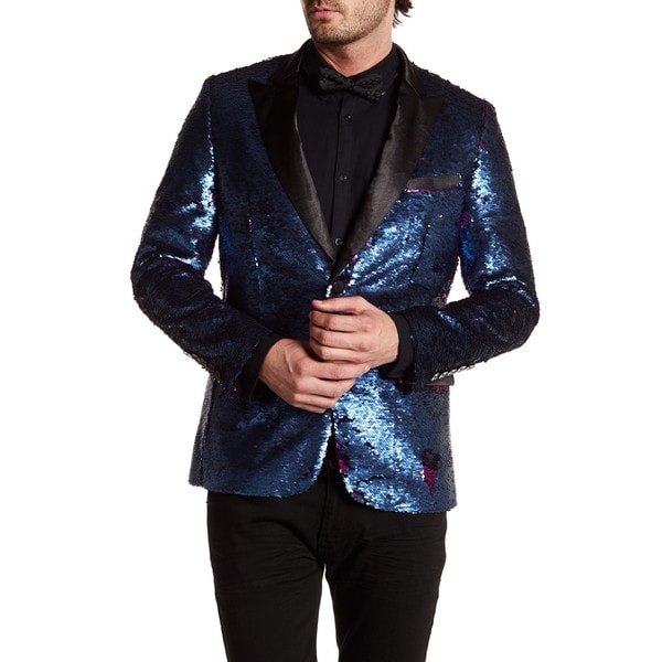 Men's Satin Lapel Sequin Blazer
