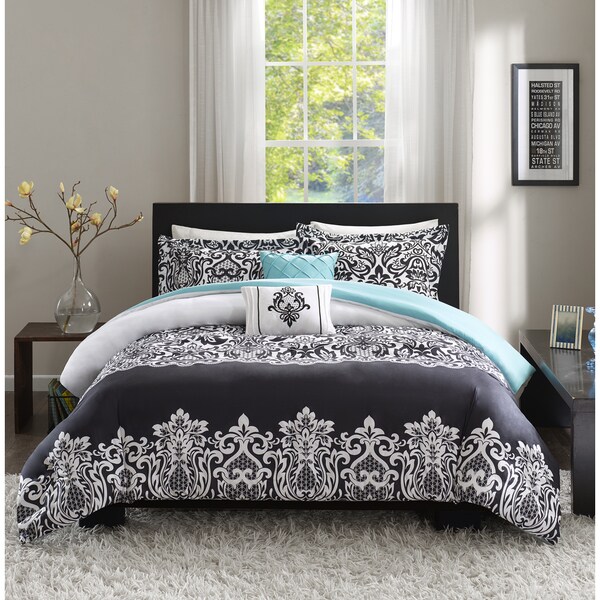Intelligent Design Hazel Black/ Aqua Duvet Cover Set
