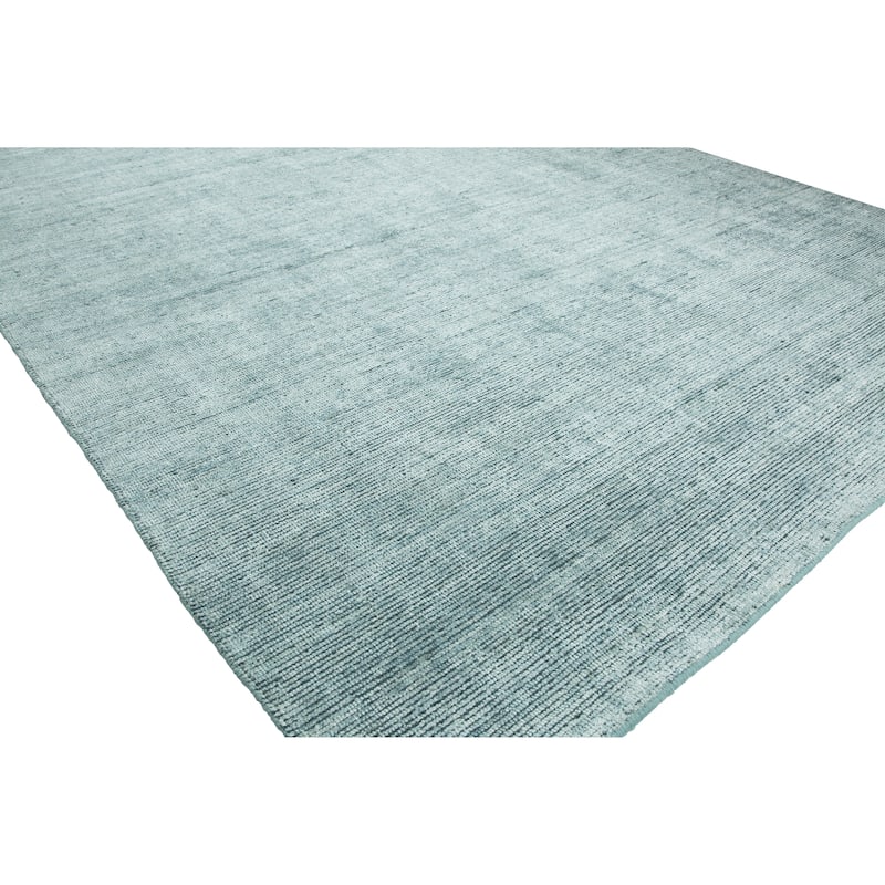 Spa Blue Hand-woven Wool/ Silkette Area Rug