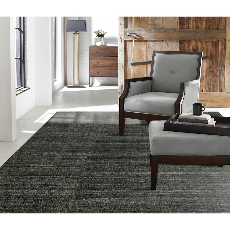 Handmade Graphite Wool and Viscose Area Rug
