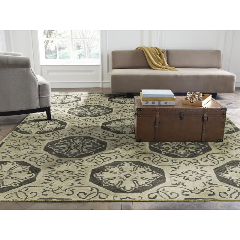 Seville Beige and Grey Hand-tufted Area Rug - 3'6" x 5'6" - Beige / Grey