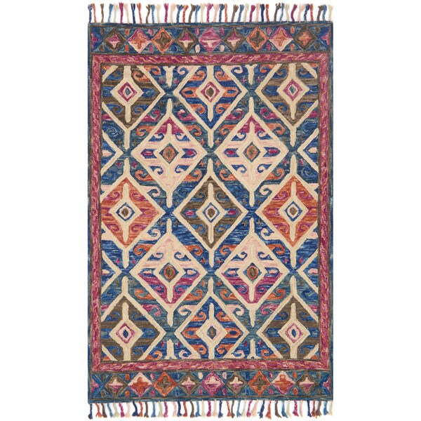 Hand-hooked Sonnet Denim/ Multi Wool Rug - 3'6 x 5'6