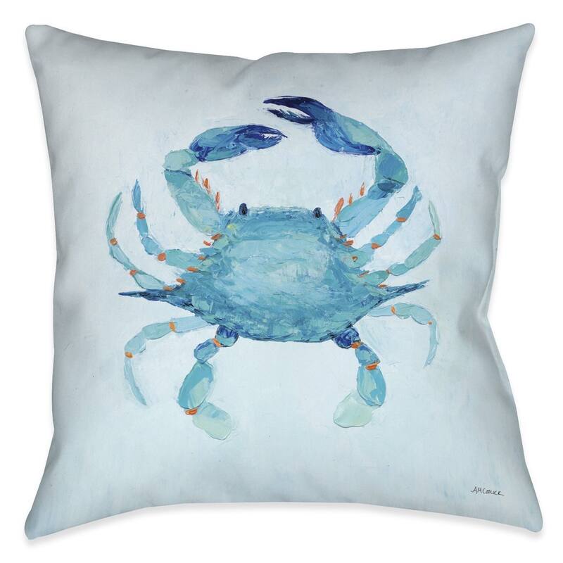 Laural Home Aqua Crab Indoor/Outdoor Decorative Pillow
