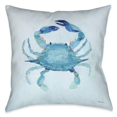 Laural Home Aqua Crab Indoor/Outdoor Decorative Pillow