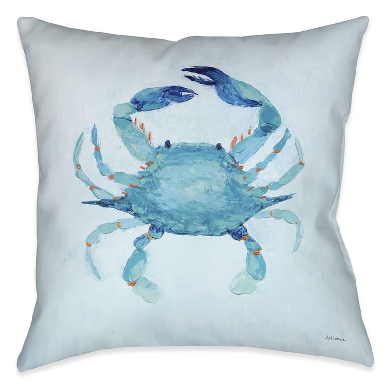 Laural Home Aqua Crab Indoor/Outdoor Decorative Pillow