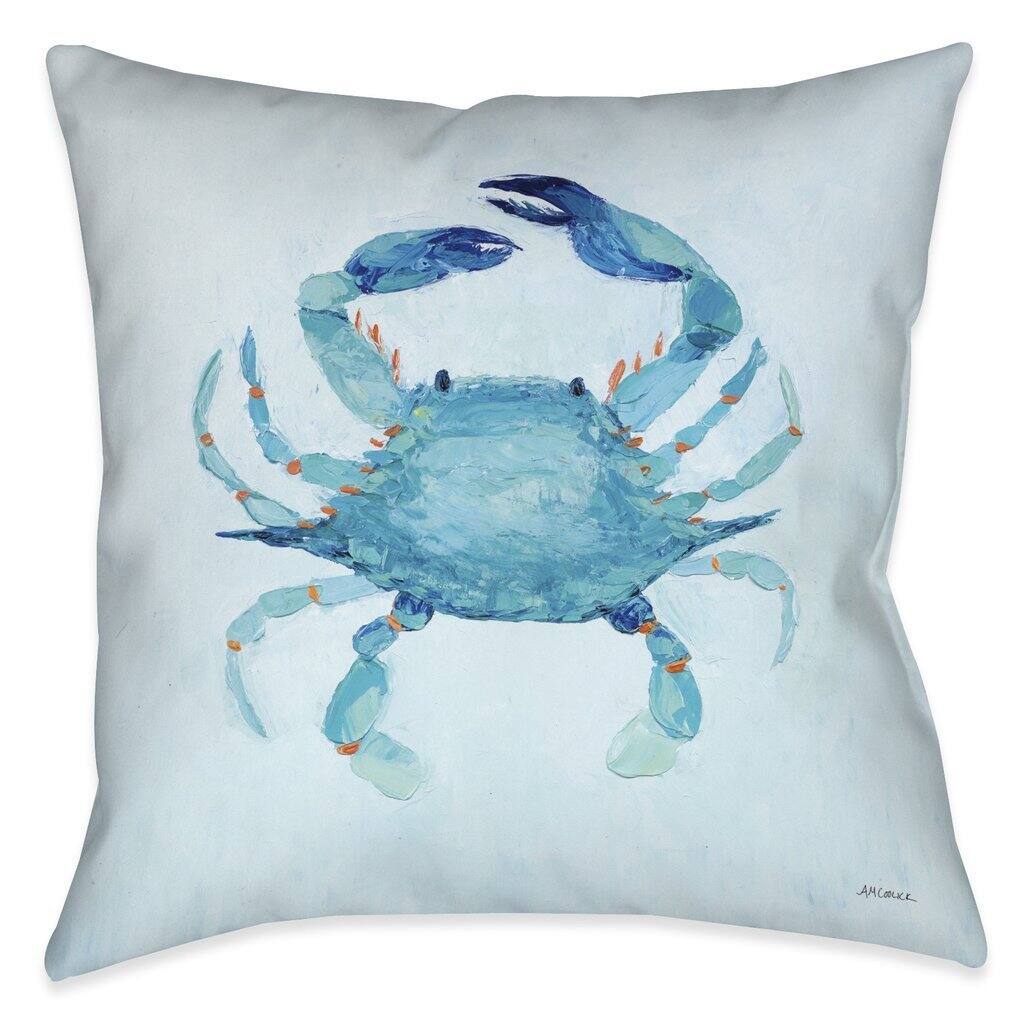 Laural Home Aqua Crab Indoor/Outdoor Decorative Pillow