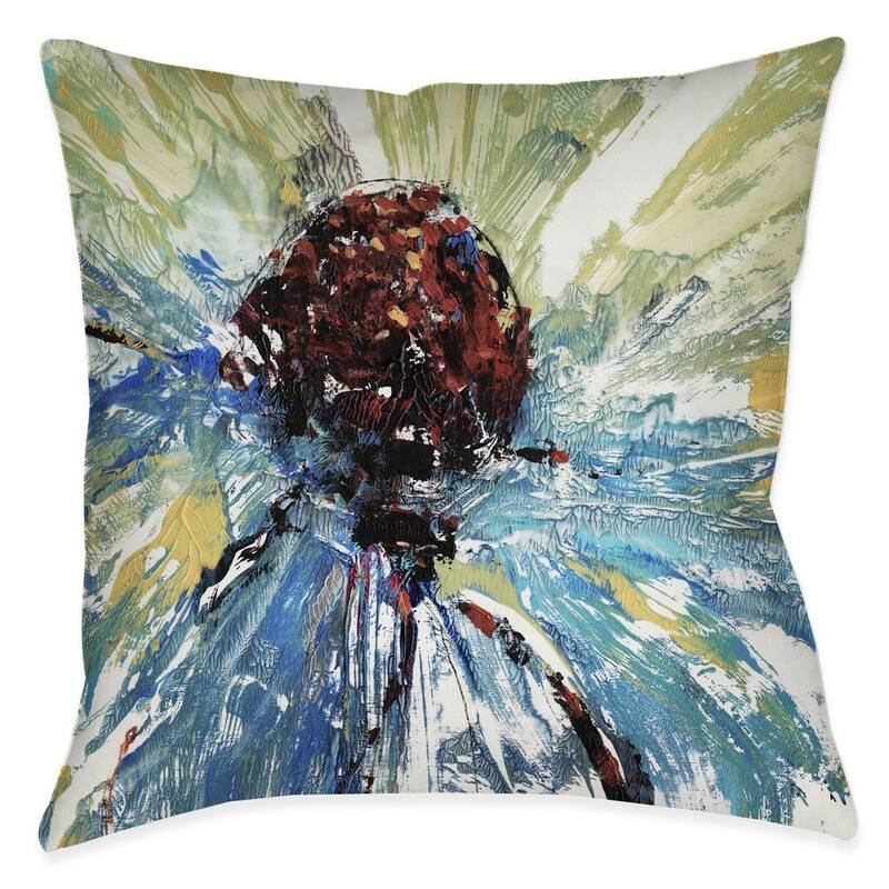 Laural Home Blue Splash Daisy Indoor/Outdoor Decorative Pillow