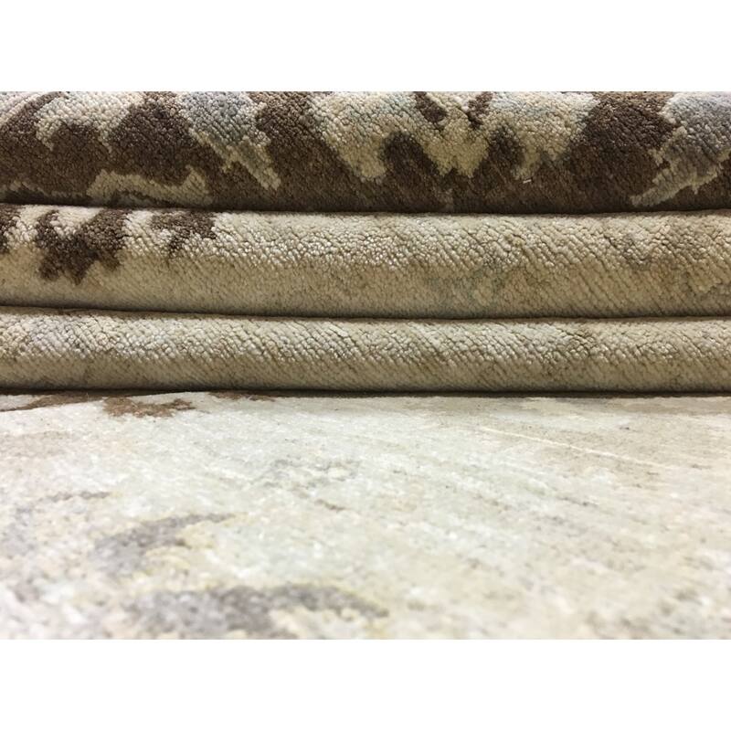FineRugCollection Pakistan Peshawar Brown and Beige Wool Handmade Oriental Rug