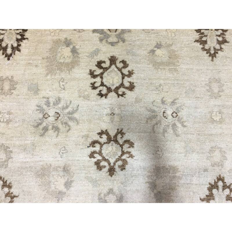 FineRugCollection Pakistan Peshawar Brown and Beige Wool Handmade Oriental Rug