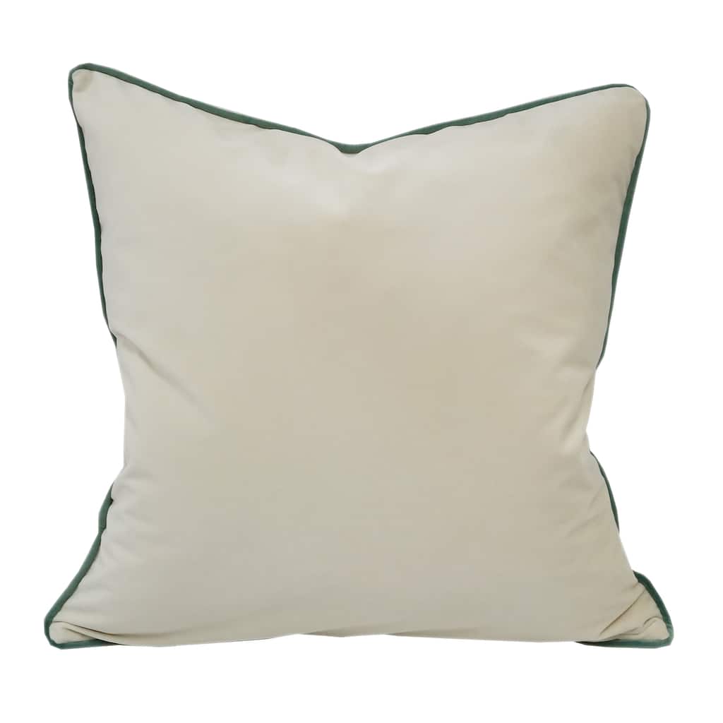 Velvet Ivory Solid Throw Throw PillowSet with Green Piping by Home Accent Pillows