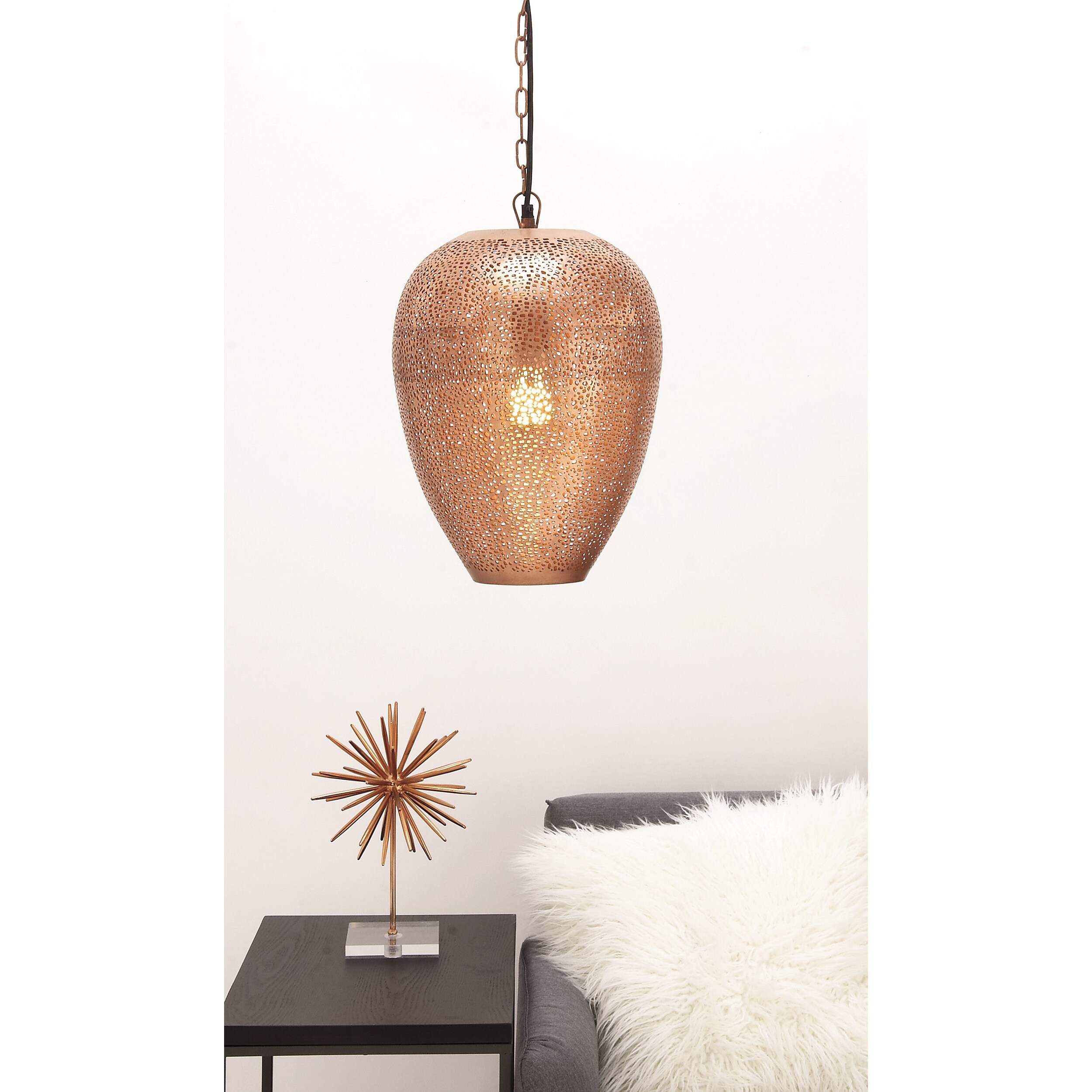 Shop Urban Designs Copper Metal Hanging Pendant Light Overstock 15861564