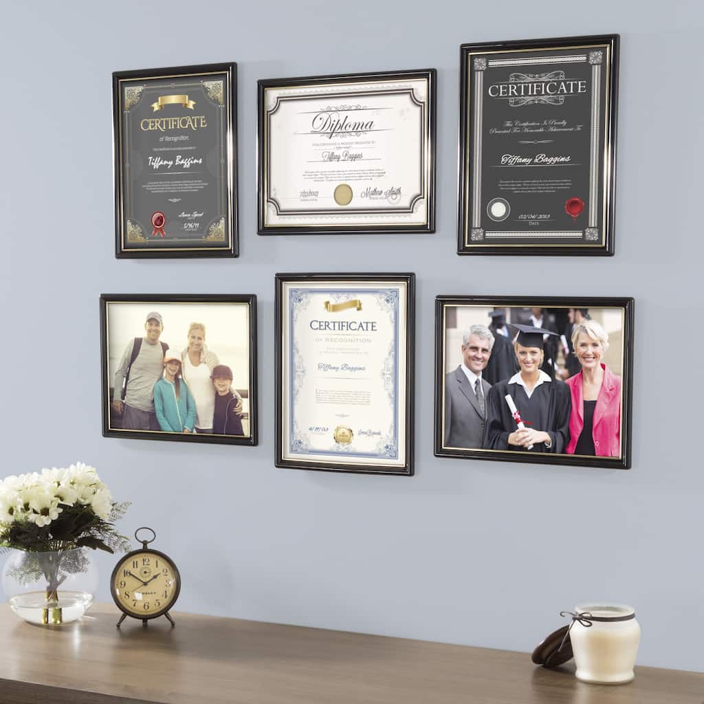 Picture Frame Set, 8.5 x 11 Document Frame Pack for Picture Gallery Wall with Hangers, Set of 6 by Lavish Home