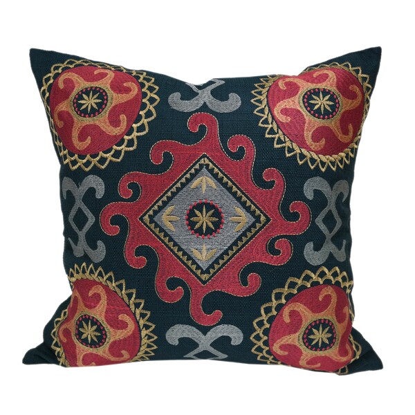 Shop Stunning Embroidered Navy Blue Multi-Color Throw Throw Pillowby ...