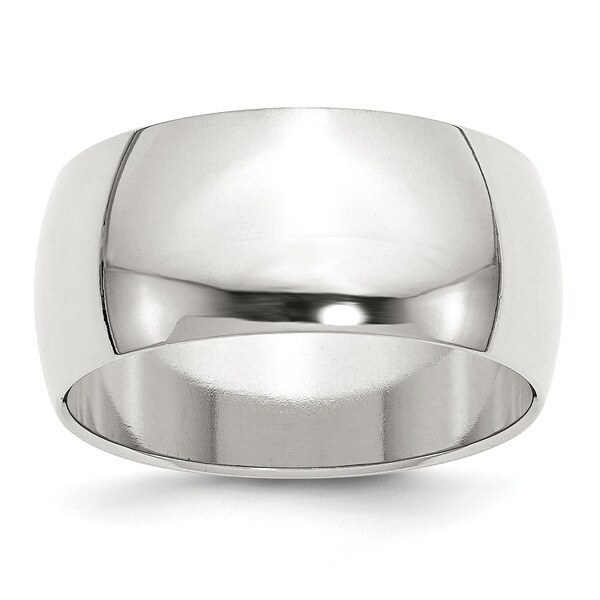 Versil Sterling Silver 10mm Half Round Band - White