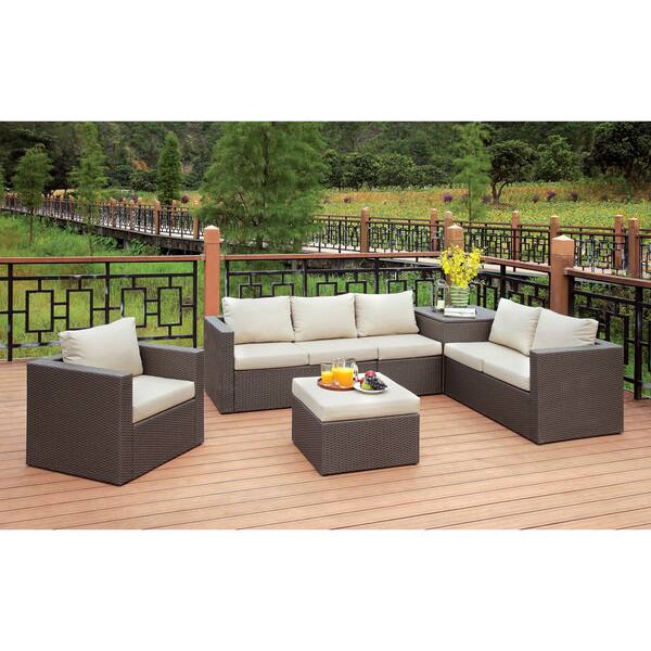 slide 2 of 5, Furniture of America Rai Contemporary Brown 6-piece Outdoor Sofa Set