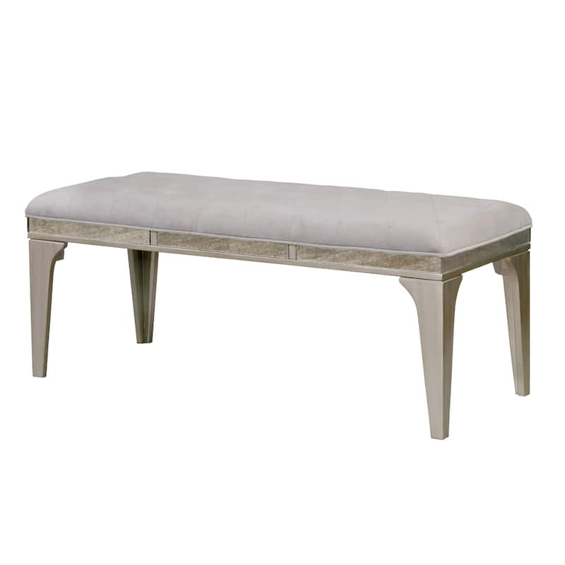 Weas Contemporary Sliver Fabric Tufted Dining Bench by Furniture of America
