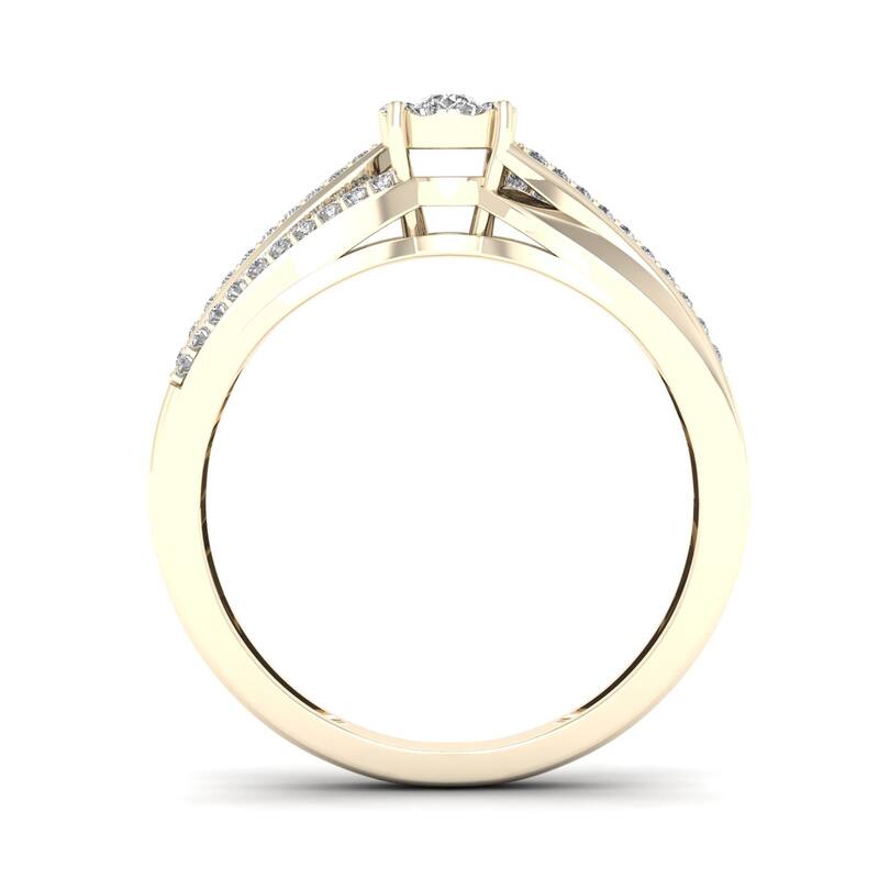 De Couer 1/5ct TDW Diamond Split Shank Ring - Yellow