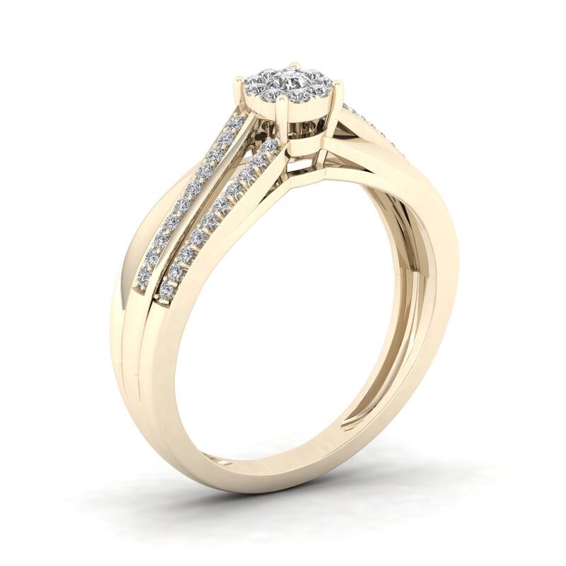 De Couer 1/5ct TDW Diamond Split Shank Ring - Yellow
