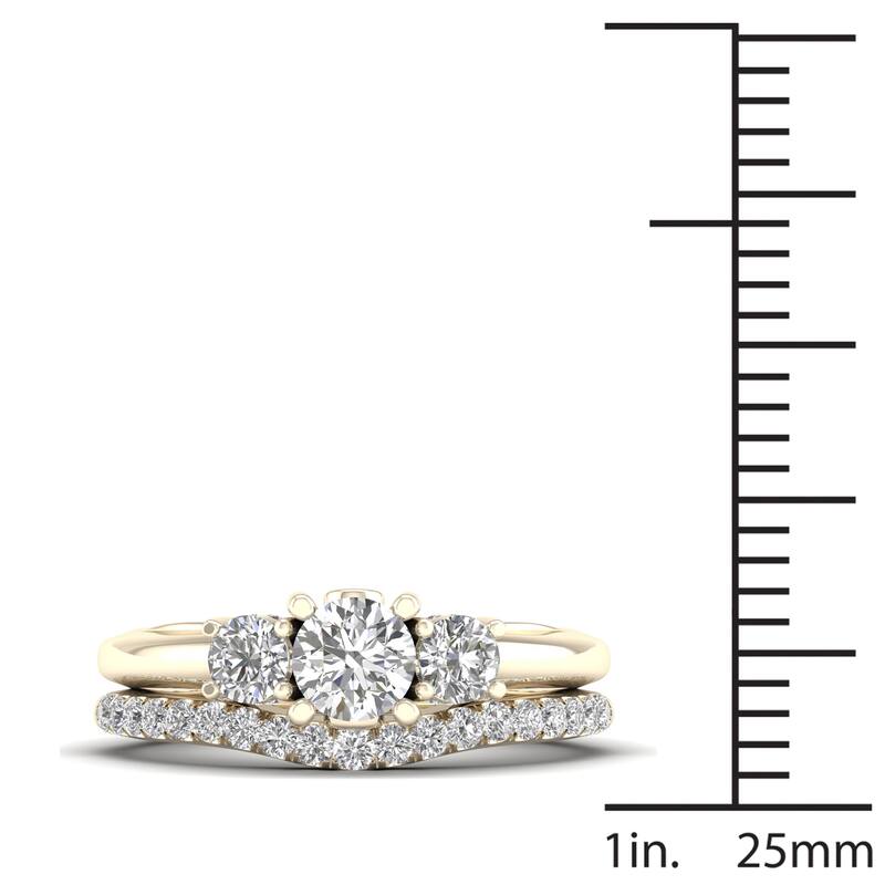 De Couer 1 1/2ct TDW Diamond Three Stone Anniversary Ring Set