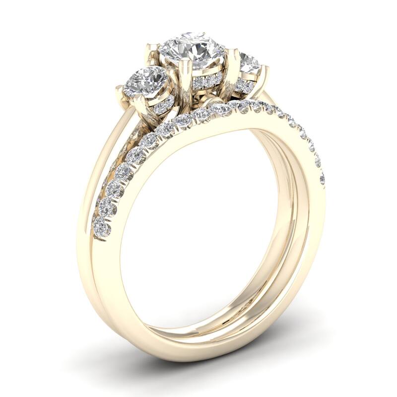De Couer 1 1/2ct TDW Diamond Three Stone Anniversary Ring Set